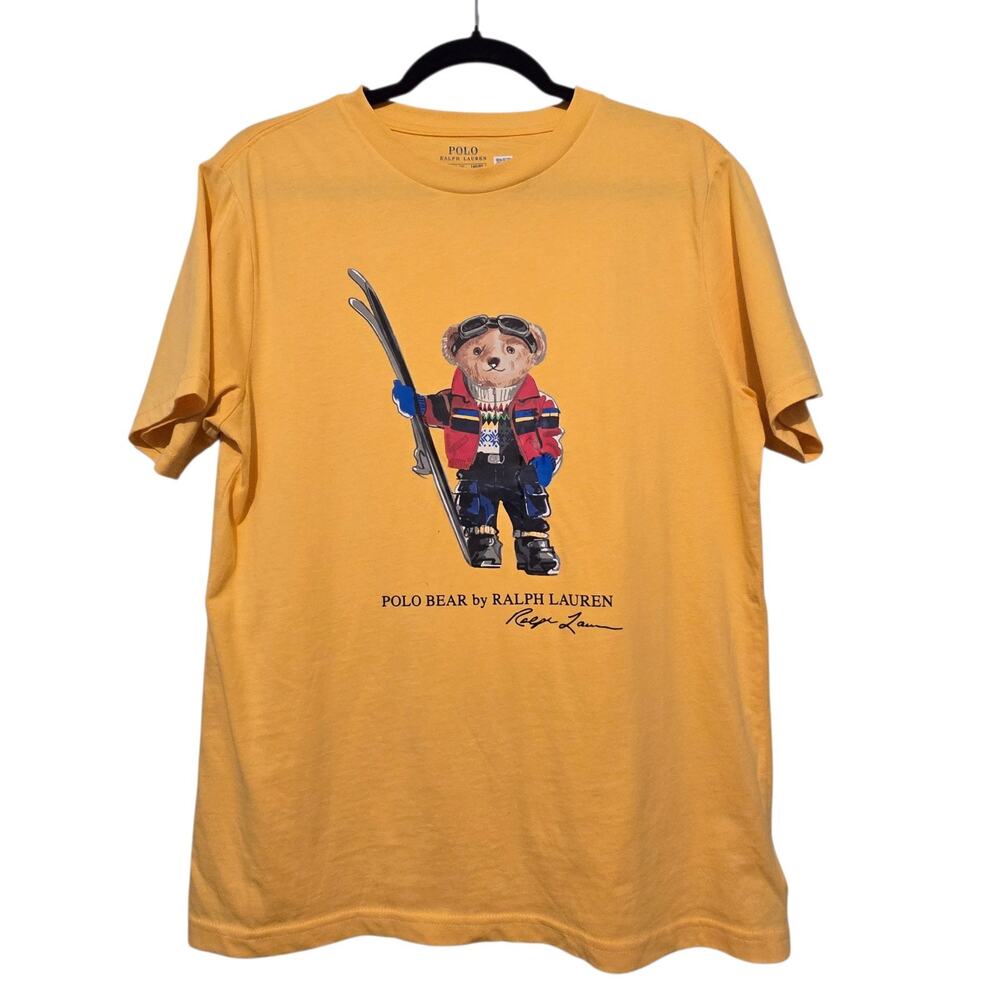 Polo‎ Ralph Lauren Polo Bear Boys 14-16 Yellow Graphic Print Ski Preppy Classic